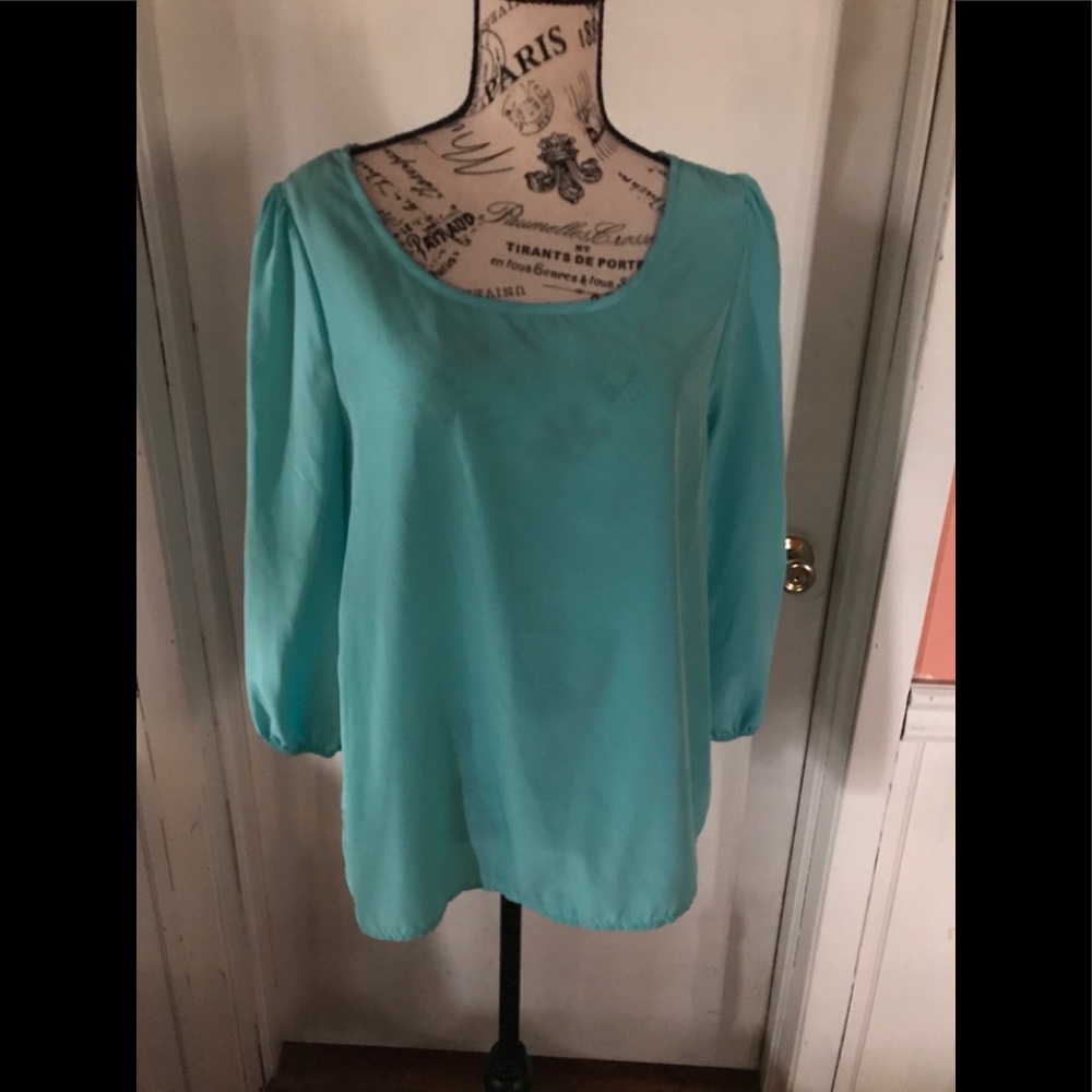 Mint green sheer top